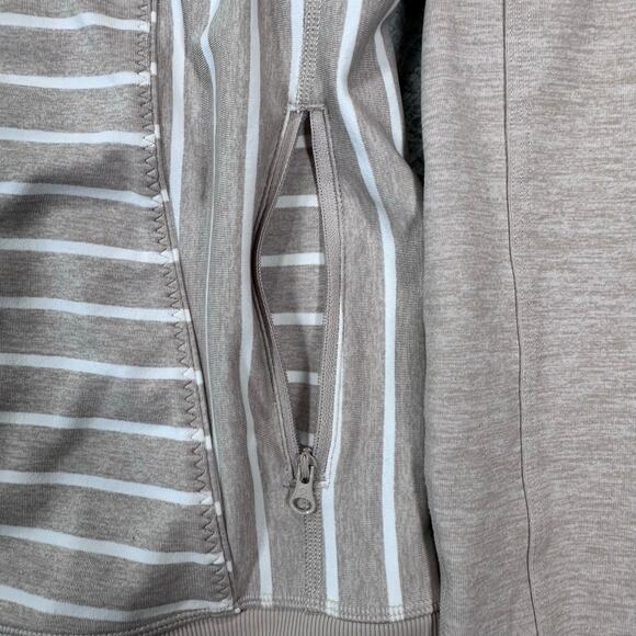 Lululemon Nice Asana Jacket Stripe Women's 8 Beige Luon Full Zip Activewear Yoga - Picture 14 of 16